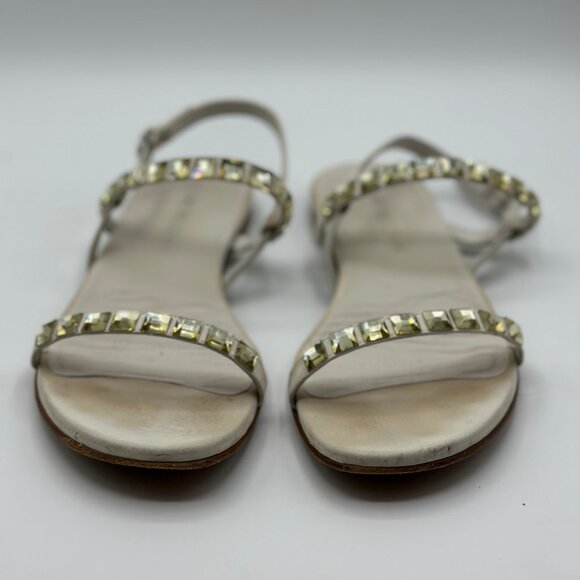 Stuart Weitzman Women's Trail Mix Leather Crystal Embellished Sandals Size 7.5 - Picture 4 of 8